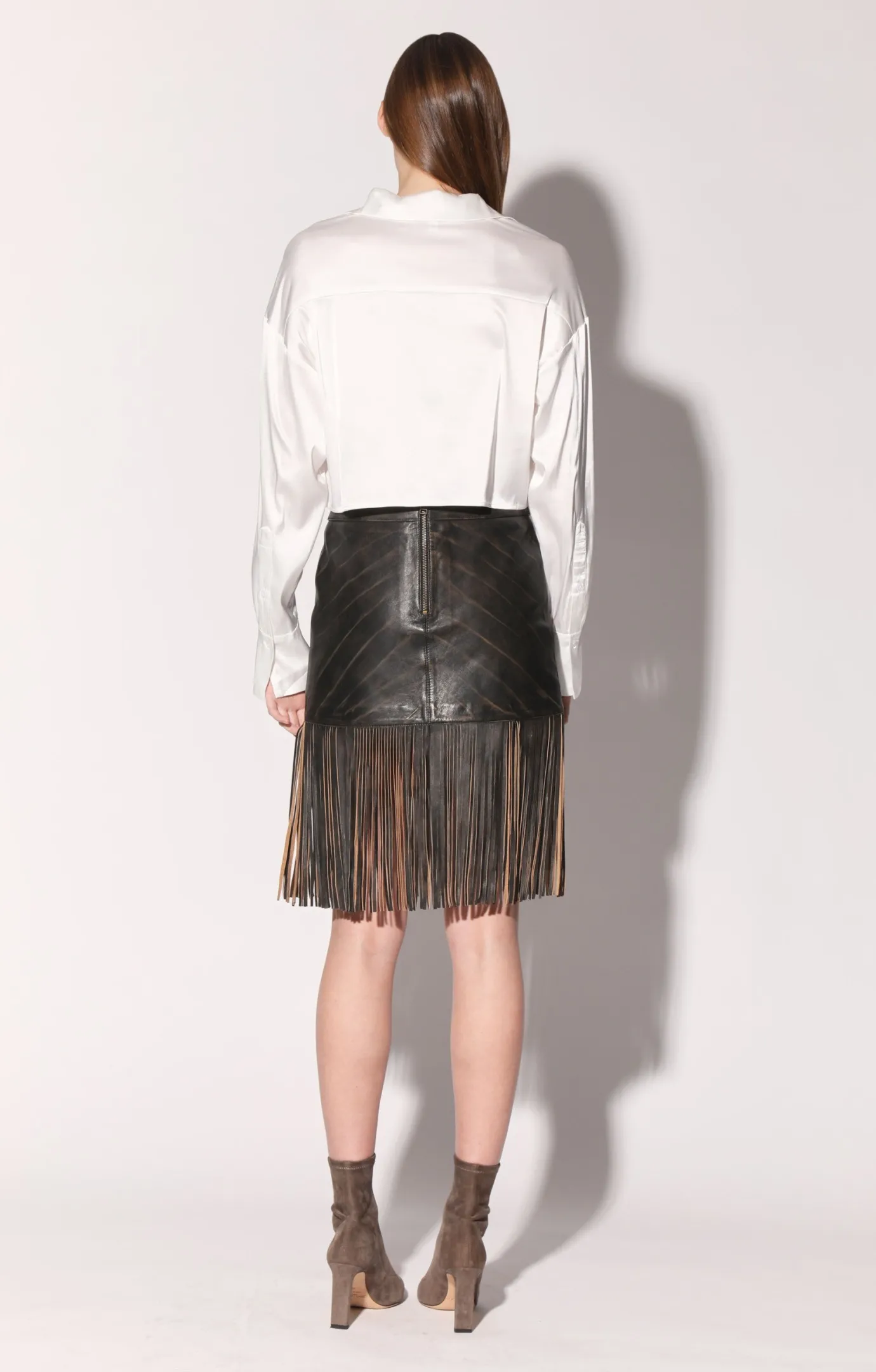 Walter Baker Sabrina Skirt, Black Beige - Leather^Women Leather | Bottoms