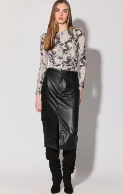 Walter Baker Selene Skirt, Black - Leather^Women Leather | Bottoms