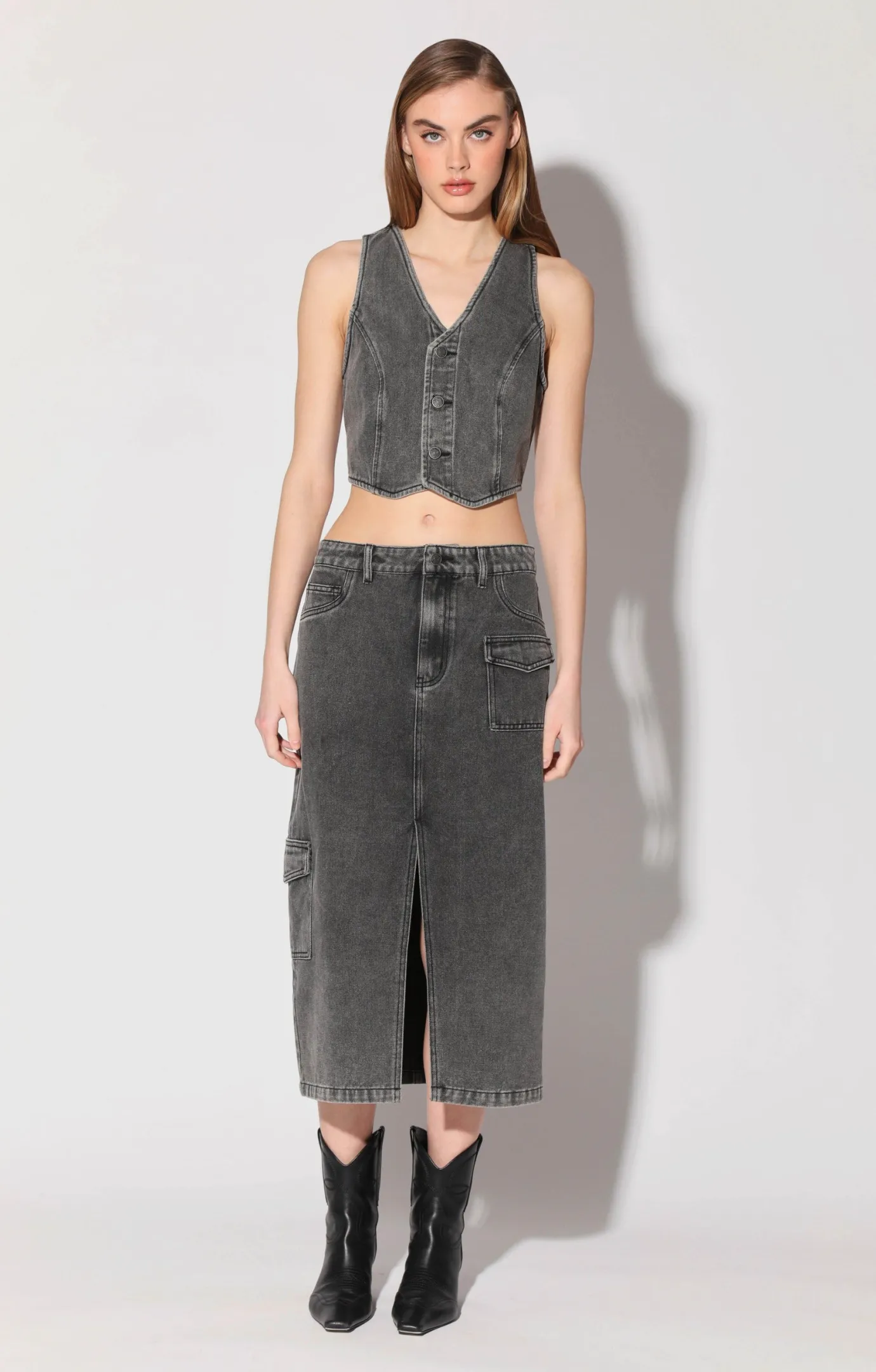 Walter Baker Selene Skirt, Grey Wash^Women Bottoms