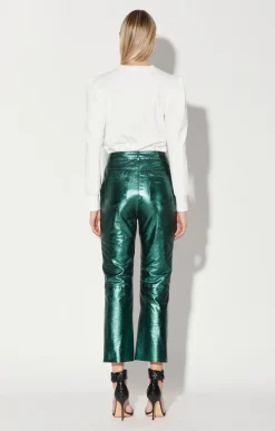 Walter Baker Selma Pant, Emerald Metallic - Leather^Women Leather | Bottoms