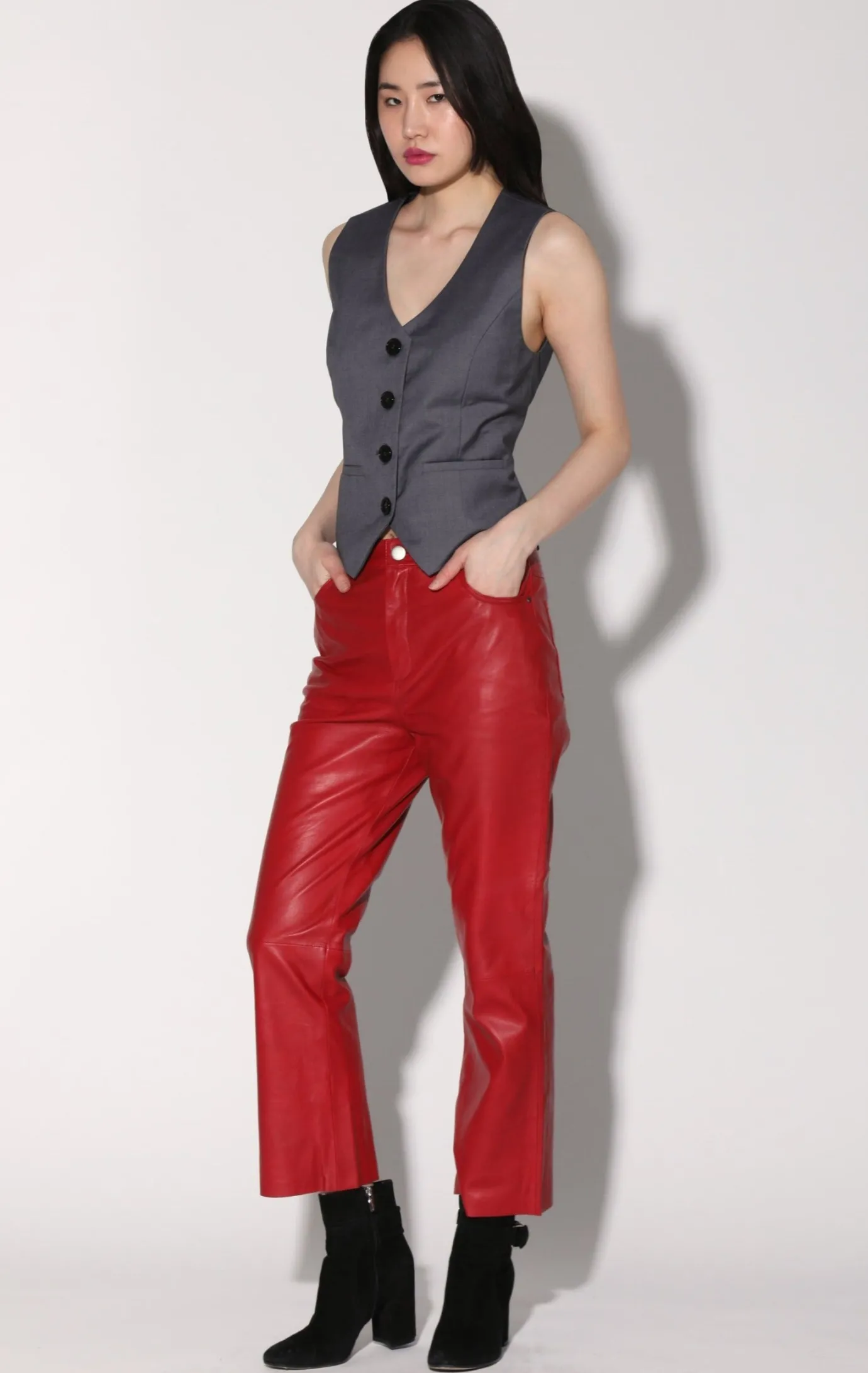 Walter Baker Selma Pant, Red - Leather^Women Leather | Bottoms