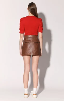 Walter Baker Shirley Skirt, Teak - Leather^Women Leather | Bottoms