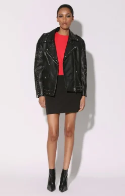 Walter Baker Skyler Studded Jacket, Black With Silver - Leather^Women Jackets | Leather