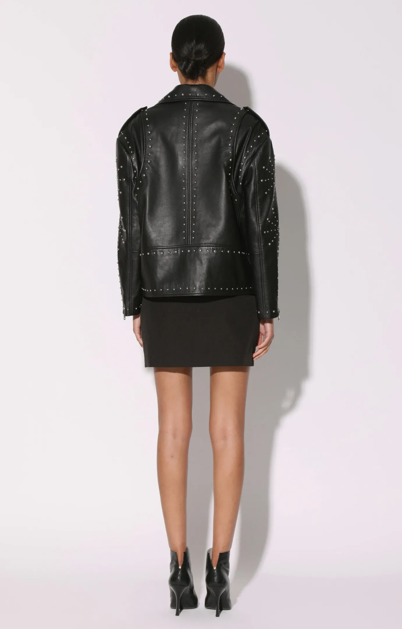 Walter Baker Skyler Studded Jacket, Black With Silver - Leather^Women Jackets | Leather