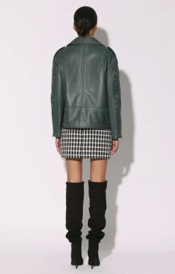 Walter Baker Skyler Studded Jacket, Hunter With Silver - Leather^Women Leather | Jackets