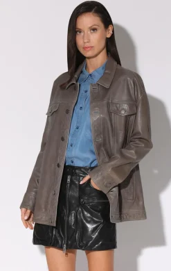 Walter Baker Sutton Jacket, Dark Taupe - VT Wash Leather^Women Leather | Jackets