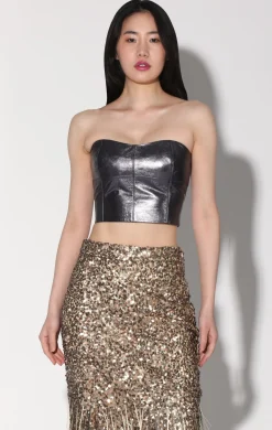 Walter Baker Tanvi Top, Gunmetal - Leather^Women Leather | Tops