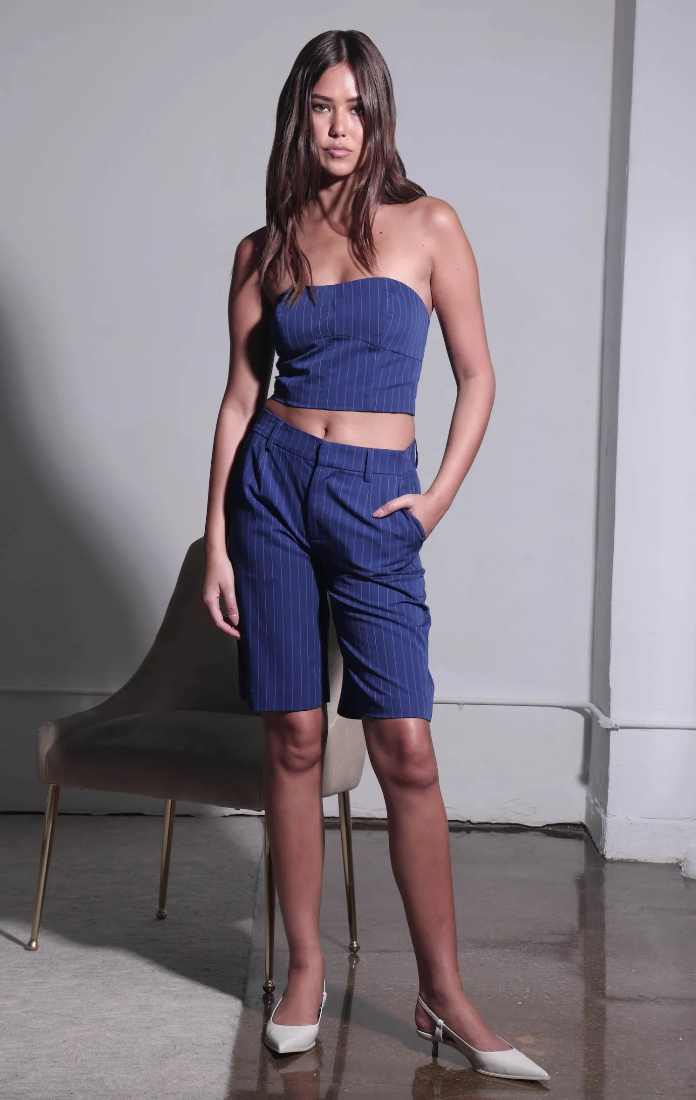 Walter Baker Tristan Short, Royal Blue Pin Stripe^Women Bottoms